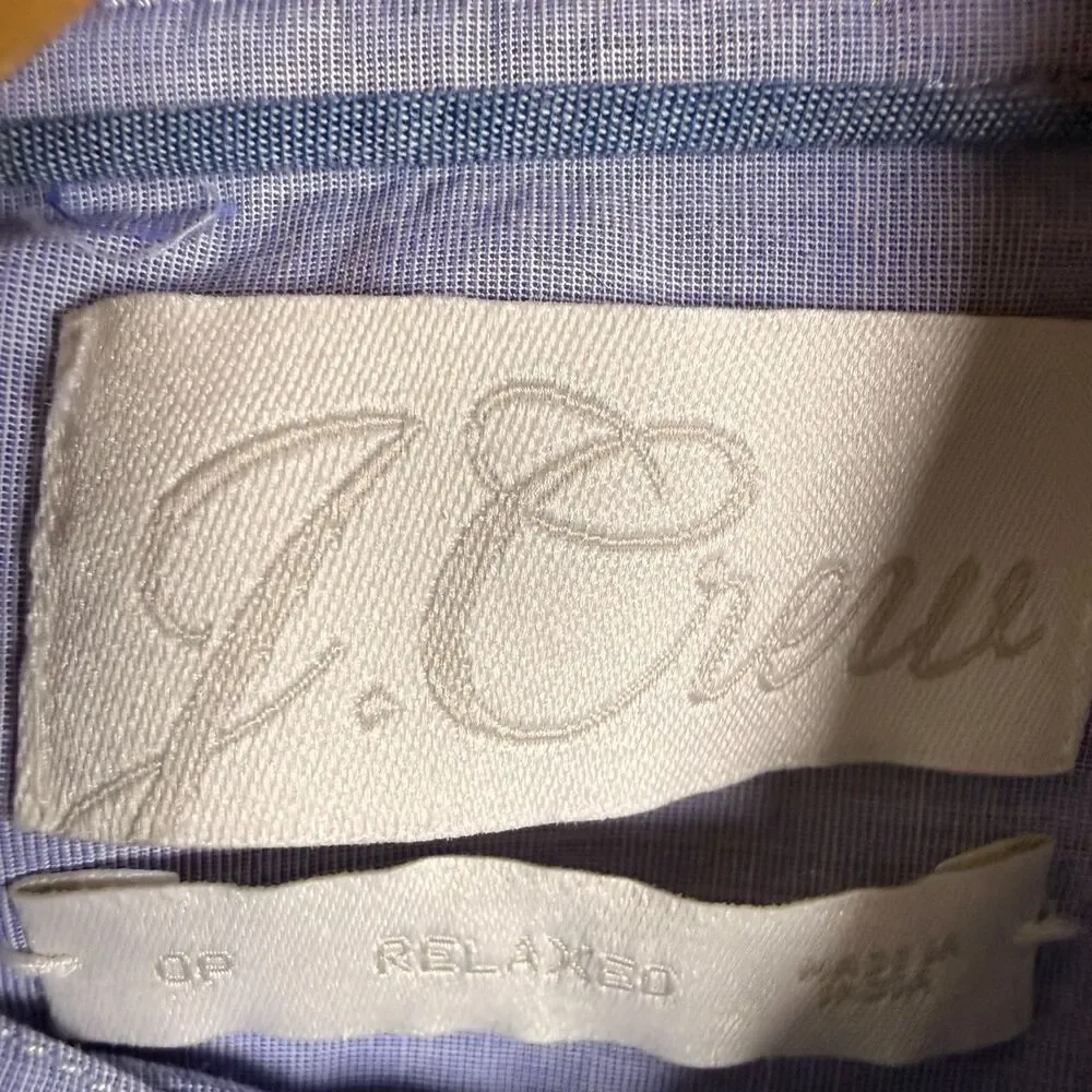 J. Crew Relaxed Fit Blue Long Sleeve Cotton Shirt Size 0P Classic Preppy AY968
